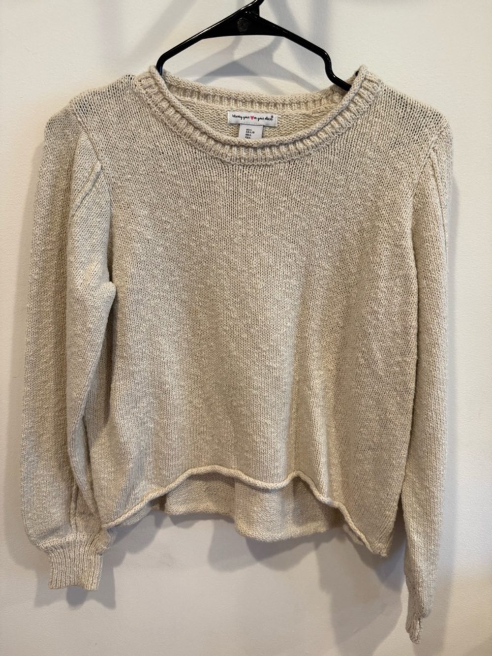 Light Beige Crewneck Knit Sweater - Women